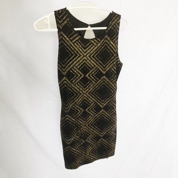 Black & Gold Sparkle Mini Dress - Picture 3 of 7